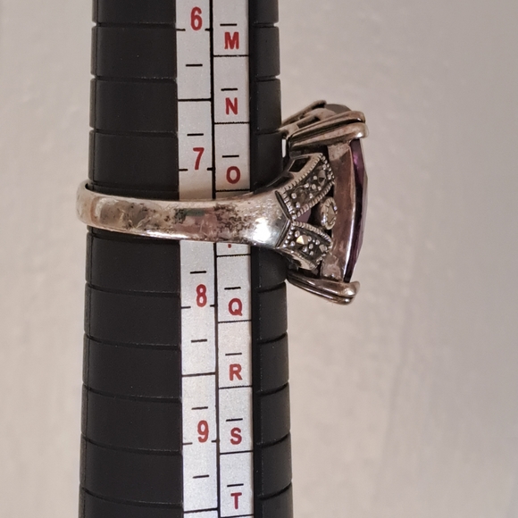 Faceted Genuine Amethyst with Marcasite Stones - Picture 6 of 7